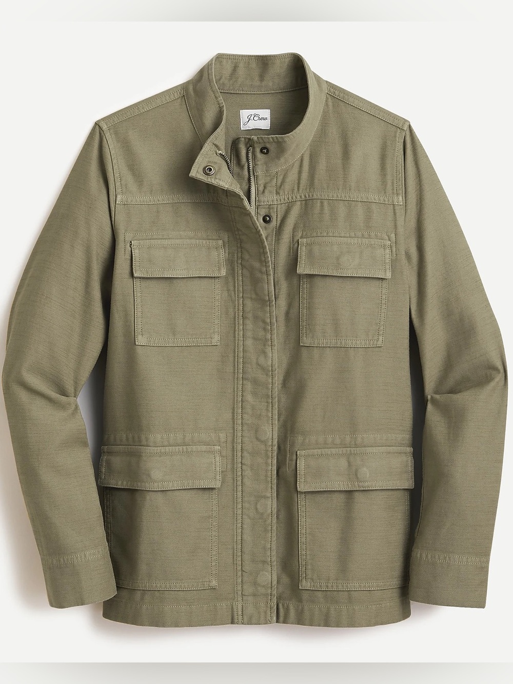 J CREW Military Jacket Green Garment Dyed Women’s Size Medium 100% Cotton Fall